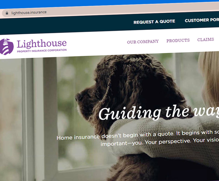 Screenshot of Lighthouse Property Insurance's website.