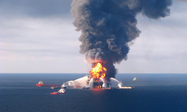 Fire boat response crews battle the blazing remnants of the off shore oil rig Deepwater Horizon, April 21, 2010.