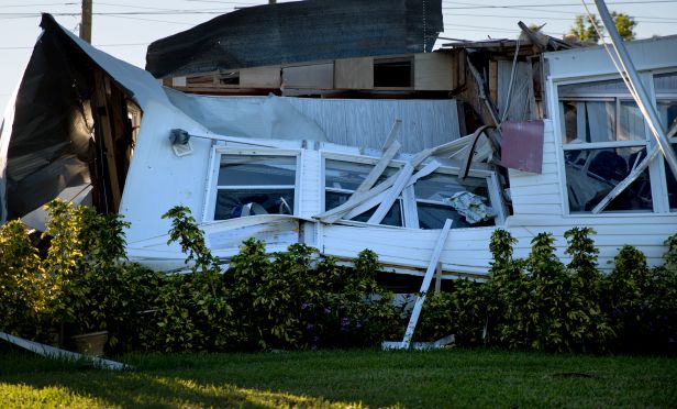 mobile home damaged by Hurricane Irma