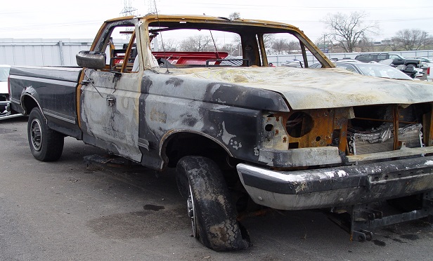 Burned out truck.