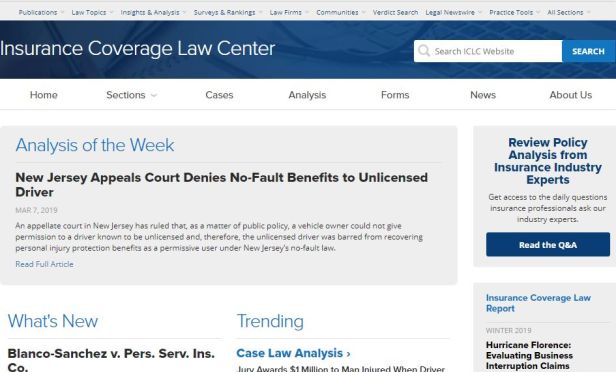 Insurance Coverage Law Center website.