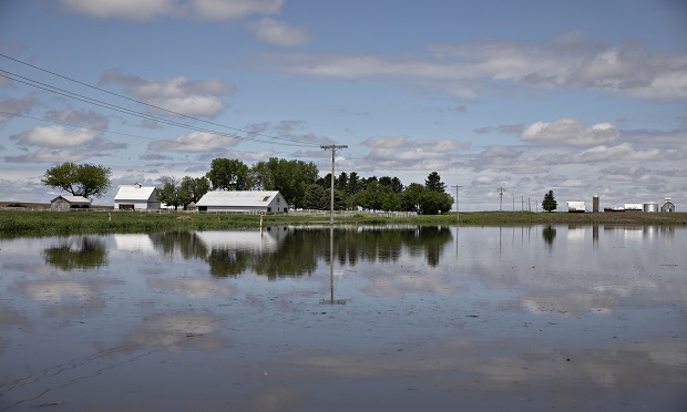 Water floods farmland in La Moille, Illinois, U.S., on Wednesday, May 29, 2019. Claims known as prevented plant pay out when farmers are unable to sow crops at all. With unceasing rain keeping farmers out of fields, growers are increasingly weighing how best to get paid and ease the impact from the bad weather and an escalating U.S.-China trade war. (Photo: Daniel Acker/Bloomberg)