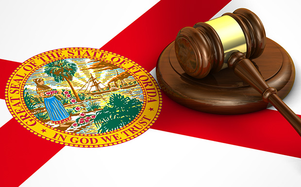 Seal of state of Florida with gavel 