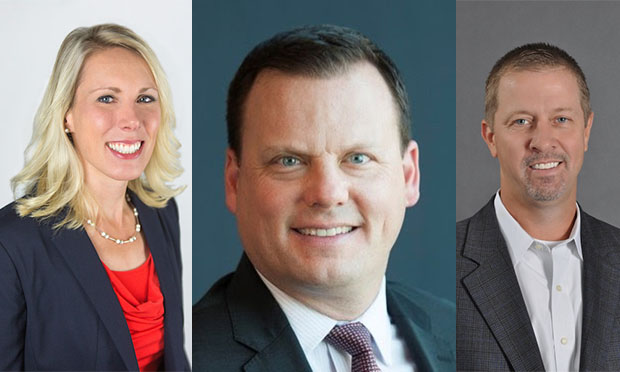 Sedgwick has promoted Andrea Buhl, John Stanzi and Scott Rogers (pictured from left to right). (Photo: Sedgwick)