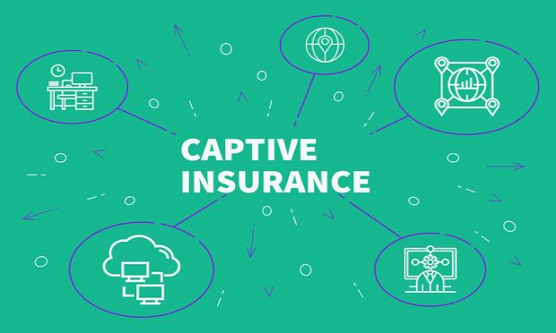 A graphic with a green background with "Captive Insurance" in the middle in white text.