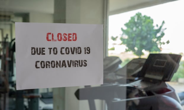 Closed due to Coronavirus on the door of a gym.