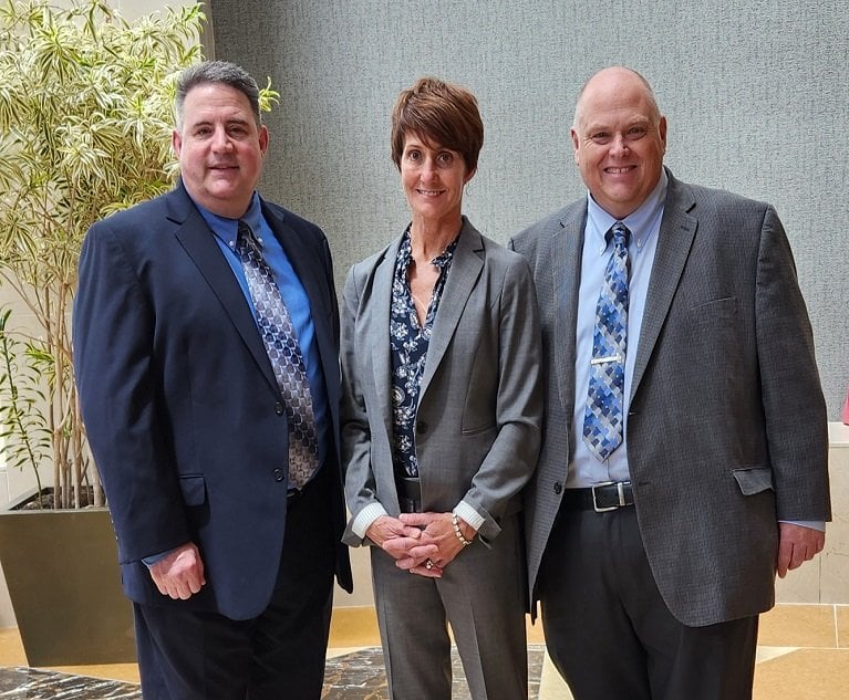 2023 Workers' Compensation Risk Management Award for Excellence. L-R: Randy Jouben, City of Fairfax County; Sharon L'Heureux Dressel, City of Beverly Hills and Bryan Conner, American Airlines.