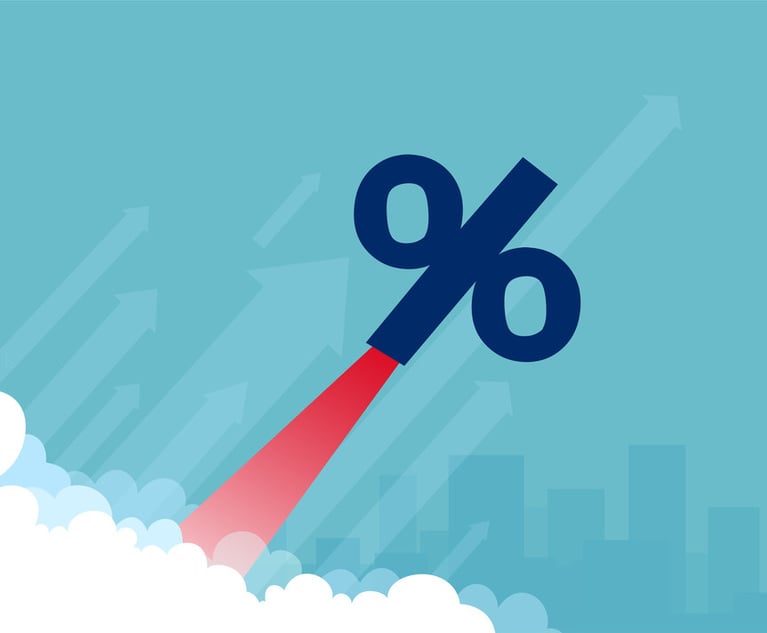 An illustration of a percentage symbol launching upward.