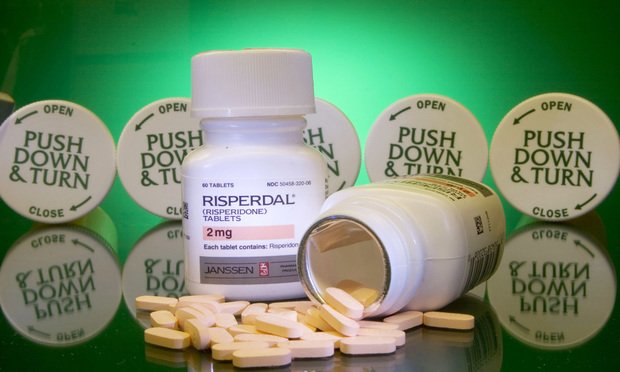 Schizophrenia drug Risperdal is arranged in a Cambridge, Massachusetts pharmacy Tuesday, October 17th. Johnson & Johnson said third-quarter earnings rose 8.7 percent led by sales of prescription drugs inlcuding the schizophrenia drug Risperdal.