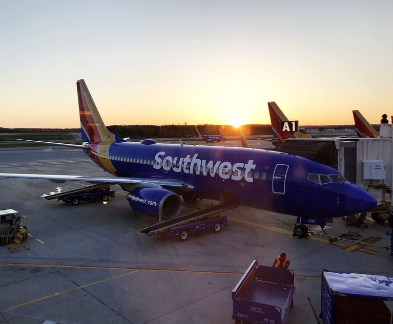 Southwest Airlines plane. Credit: Diego M. Radzinschi/ALM