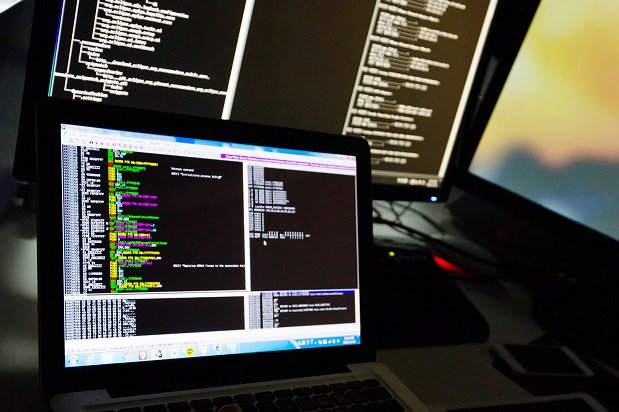 computer screens with code