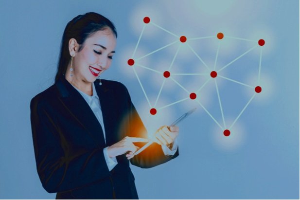 woman with tablet