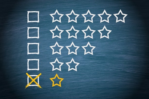 row of stars as in reviews with only a single star filled in