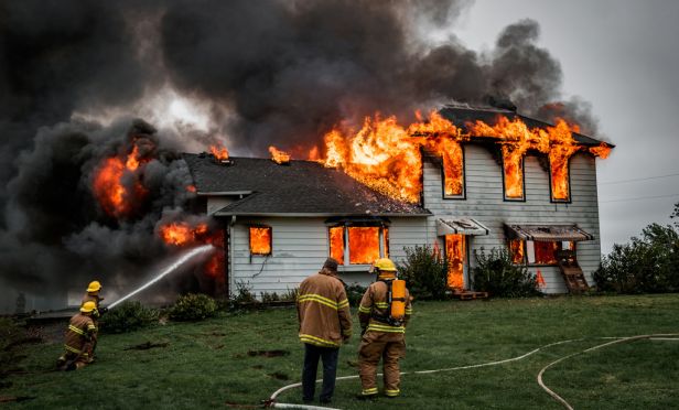 burning house