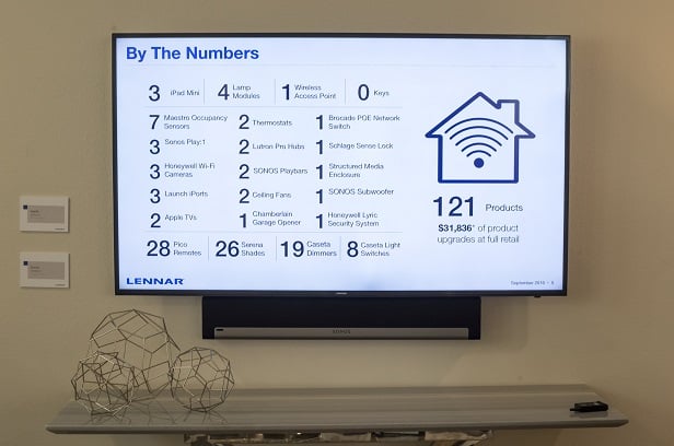 A television displays smart features inside a home in Alameda, Calif. 