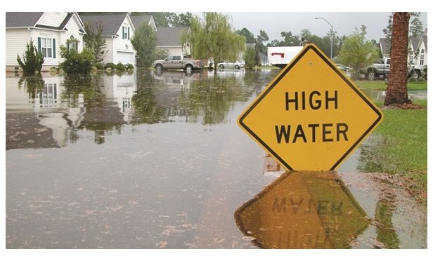 Flooded roadway.