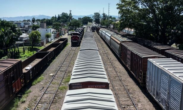 Trains on tracks in Mexico