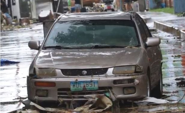 Flooded car in Philippines