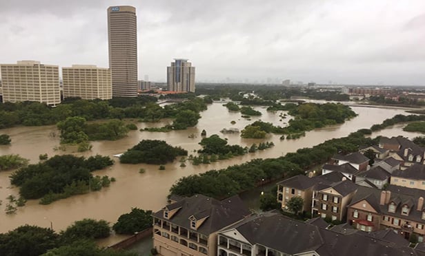 Flooded streets in Midland Texas after Hurricane Harvey