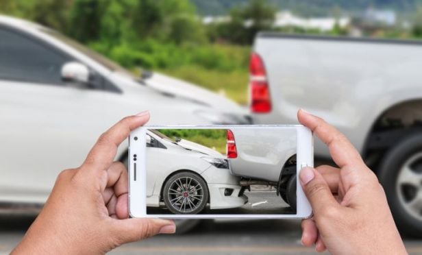 Smartphone photo of auto crash