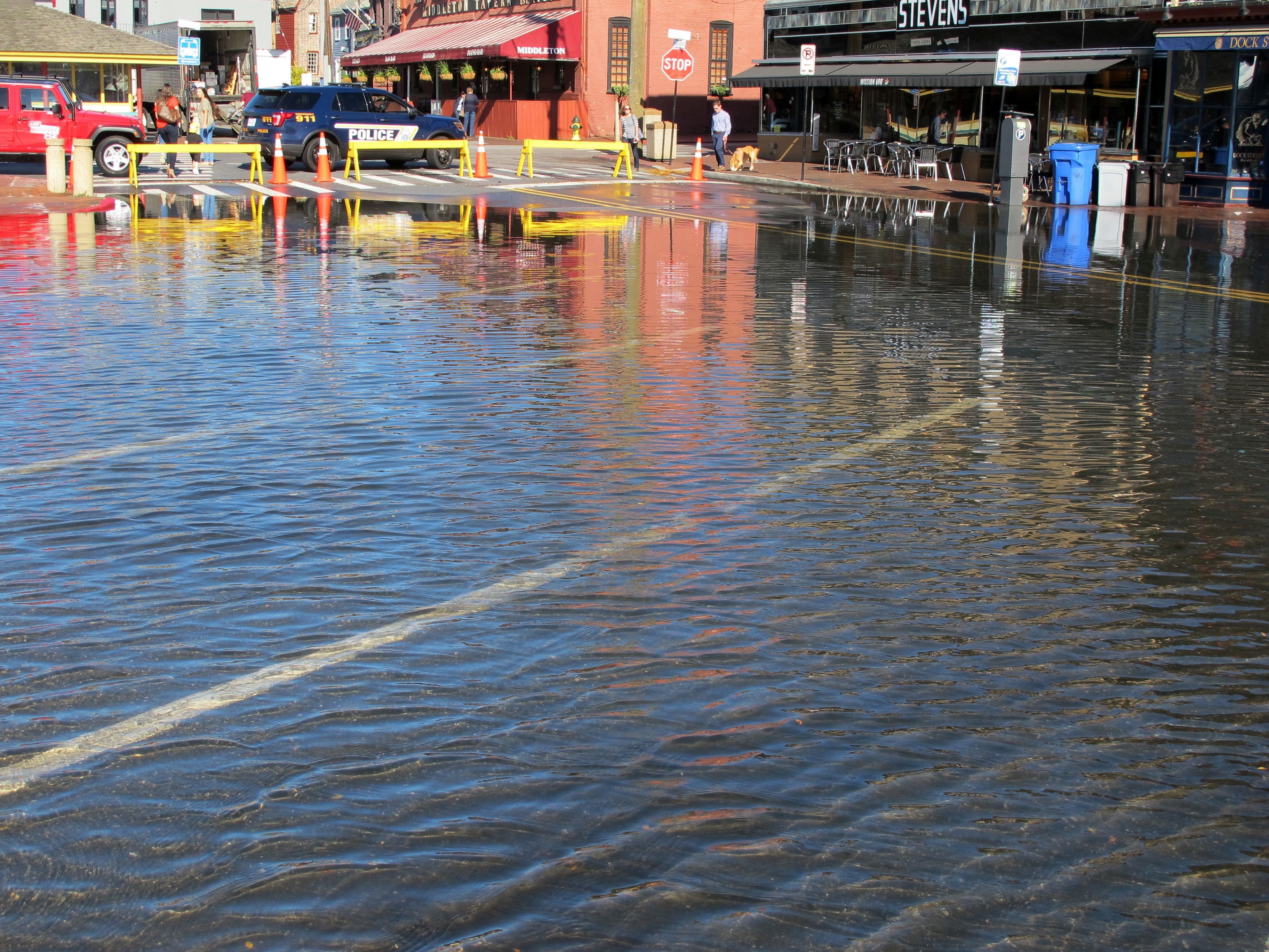 Flooded street.