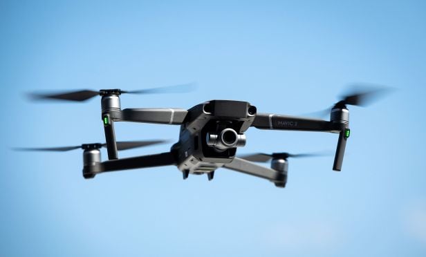 Drone flies over the Brooklyn Navy Yard .