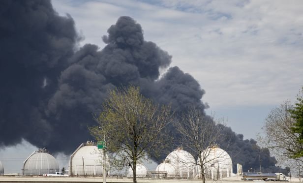 plume of smoke from chemical fire