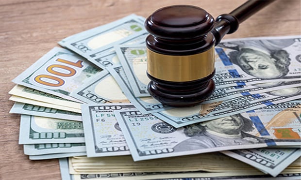 Gavel with money