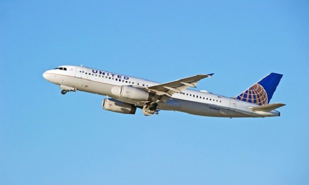 United Airlines Airbus A320-232 aircraft is airborne as it departs Los Angeles International Airport.