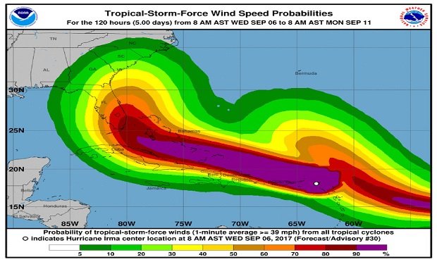 The first step toward improving FNOL responses using weather data involves analyzing call volume data along with other dimensions. (Photo: National Hurricane Center/NOAA)