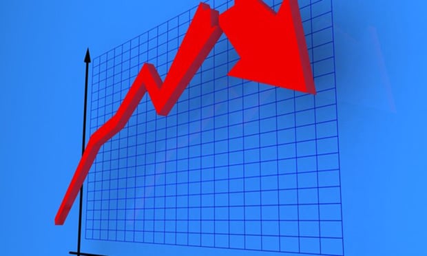 Red-down-arrow-on-blue-graph