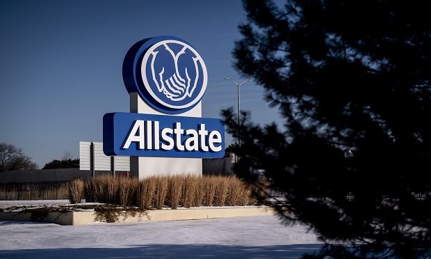 Allstate Corp. signage stands on display outside the company's headquarters in Northbrook, Illinois, U.S., on Tuesday, Jan. 21, 2020. (Photo: Christopher Dilts/Bloomberg)