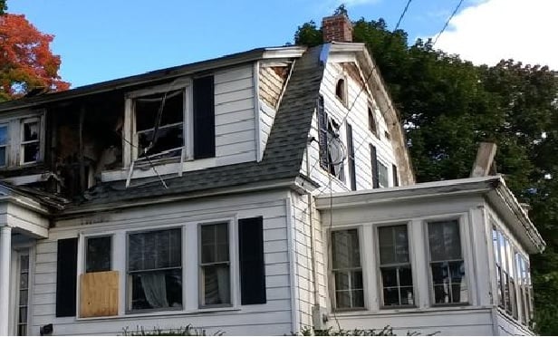Burned out house.