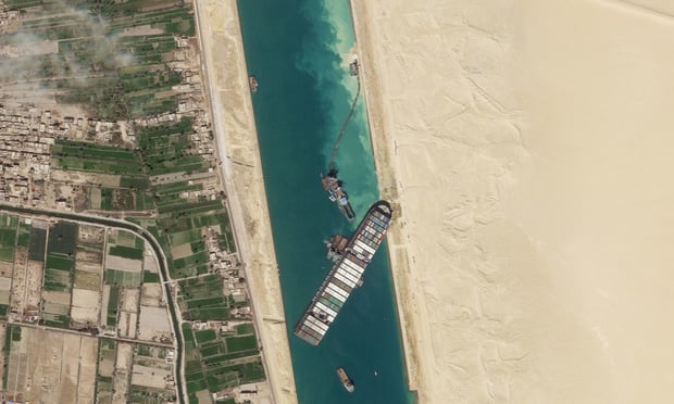 Short term implications could include less of an appetite for what was not too long ago considered the best of the cargo business to underwrite: Ocean transit. (Credit: Planet Labs Inc. via AP) 