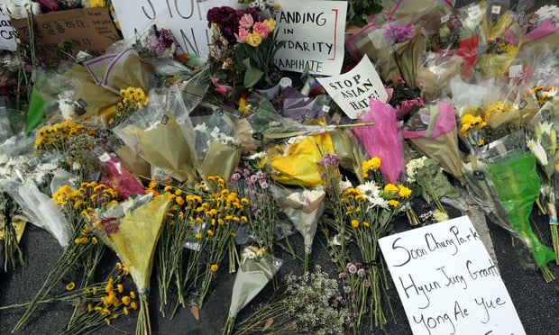 Memorial mementos were left at the Gold Spa in Atlanta in the days following a mass shooting there. (Photo: John disney/ALM Media LLC)