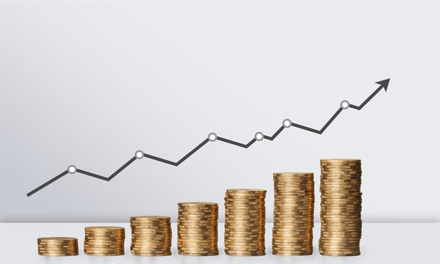 stacked coins with arrow point up