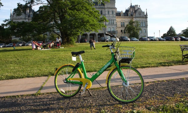 Limebike borrowed transportation program in Hartford, Connecticut.