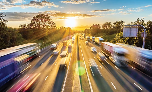 Traffic on a four-lane highway.