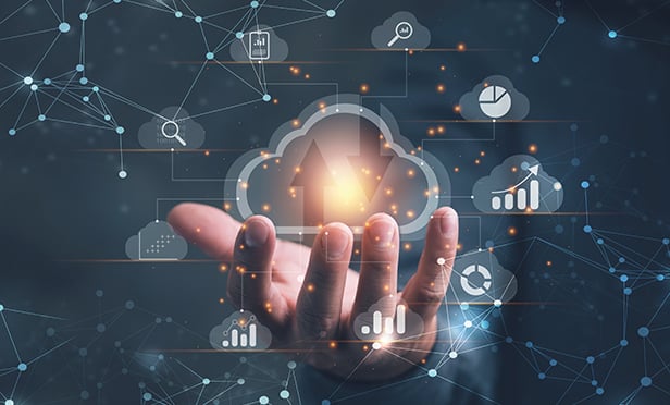 Hand holding a web of analytics tools.
