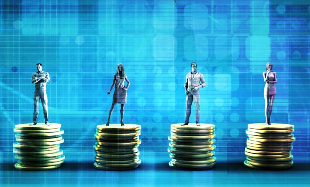 figures on piles of money