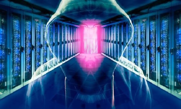 Faceless computer hacker.