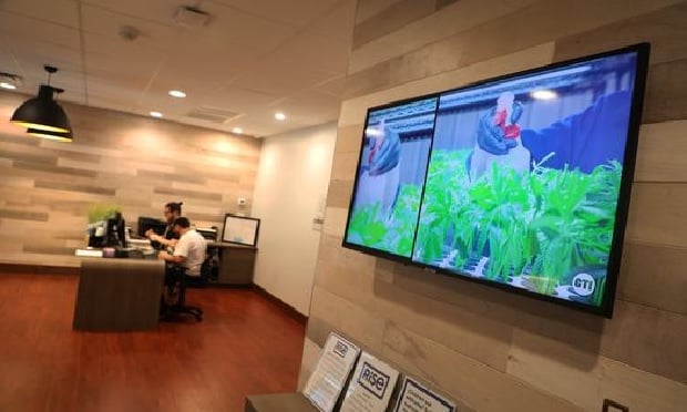 Interior view of a cannabis dispensary.