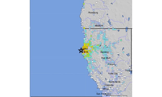 The emergency knocked out power for some 70,000 residents, resulted in at least 11 injuries and left two dead, according to Humboldt County Sheriff William Honsal. There were more than 50 aftershocks felt, Honsal said during 2 p.m. PST press conference that was briefly interrupted by an aftershock. (Credit: USGS) 