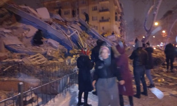 A destroyed building after an earthquake jolts Turkey's Kahramanmaras province, on Feb. 6, 2023. Photographer: Orhan (Yoldas/Anadolu Agency/Getty Images)