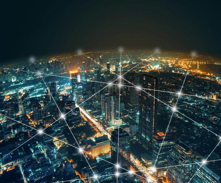 Network and Connection technology night city background at business center bangkok thailand. Wireless skyline connection with energy light infographic