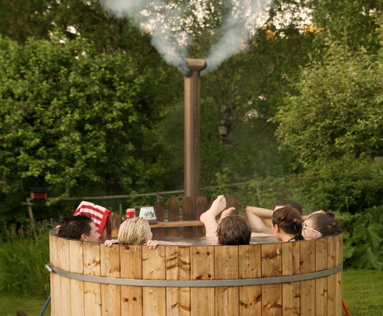 Hot tubs are relaxing and fun, but they're also dangerous. This one in Finland can be transported by trailer, which could create even further insurance confusion. (Kallerna/Wikipedia Commons)