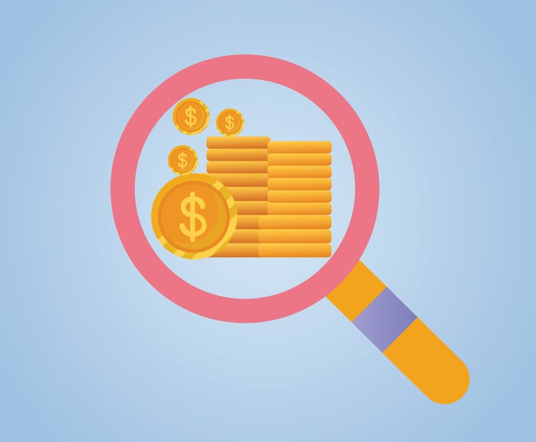 An illustration of a magnifying glass in front of a pile of coins.