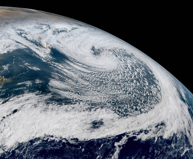An explosive cyclogenesis rapid deepening of an extratropical cyclonic low-pressure area.  These dangerous storms also are referred to as bomb cyclones, weather bombs, meteorological bombs, and or a bombogenesis. This photo is from 2017 storm. (Credit: Japan Meteorological Agency/Wikipedia Commons)