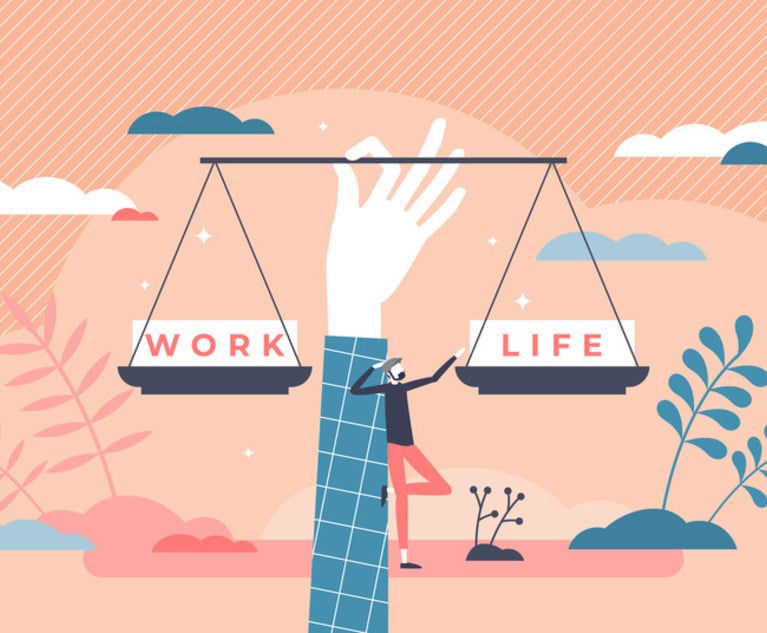 An illustration of a hand holding a scale, symbolizing work/life balance