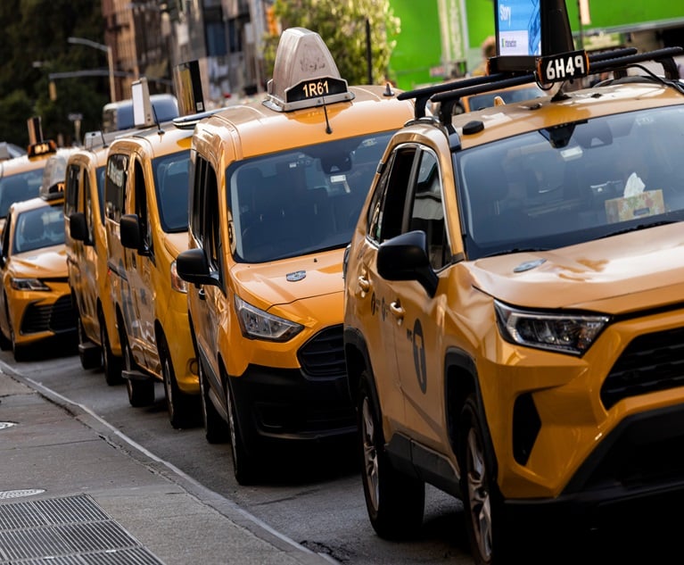 Taxis outside Penn Station in New York City on Thurs., Sept. 5, 2024. (Credit: Photographer: Yuki Iwamura/Bloomberg)